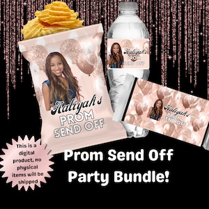 Rose Gold Send Off Treats: Personalized Party Bundle (PDF Templates)