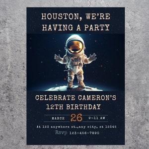 Outer Space Birthday Party Invite Template, Houston We Have A, Galaxy Birthday Invite, Space Template, Universe Invitation
