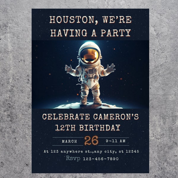 Outer Space Birthday Party Invite Template, Houston We Have A, Galaxy Birthday Invite, Space Template, Universe Invitation
