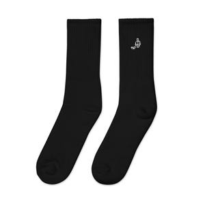 Sitting Boy Embroidered Crew Socks in White | SOCCO SC200