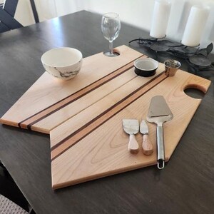 Unique Handcraffed Detachable Double Tray Charcuterie Board Walnut Cherry and Maple