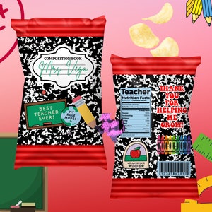 Teacher Chip Bag Digital | Teach Appreciation | Book chip bag | Party Favor | Unfilled Chip Bag | Teacher gifts | Customized teacher digital