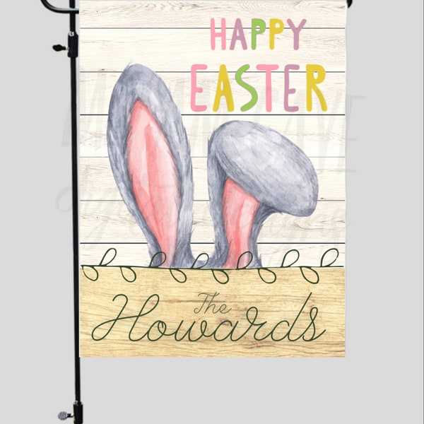 Happy Easter Bunny Ears Garden Flag PNG