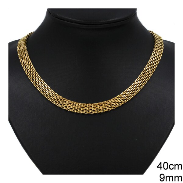 Bismarck Steel Chain 9mm 40CM GOLD Women and Men Unisex 925 Sterling Silver Chains Chains Length,chains Pendants