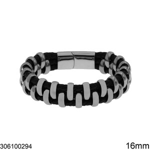 Steel Bracelet with Braid and Oval Rings 16mm Steel and silver925 Metal Bracelet Link, Silver Bracele image 2