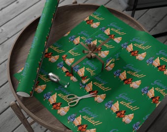Guess What? Chicken Butt Wrapping Paper | Christmas Green Pattern