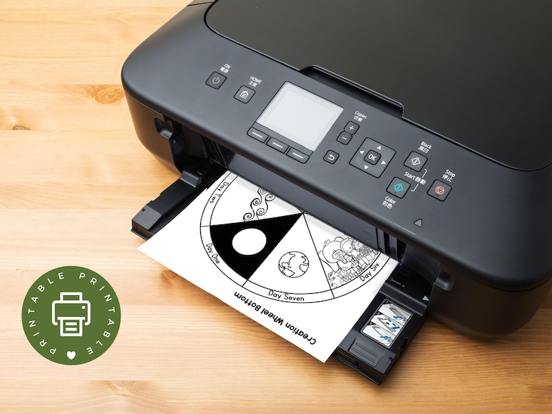 printer printing out the creation wheel craft