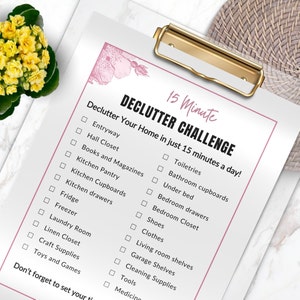 Declutter Challenge, Declutter Checklist, Declutter Planner Decluttering Checklist Printable Declutter Tracker Declutter in 15 Minutes a Day