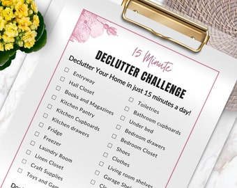 Declutter Challenge, Declutter Checklist, Declutter Planner Decluttering Checklist Printable Declutter Tracker Declutter in 15 Minutes a Day