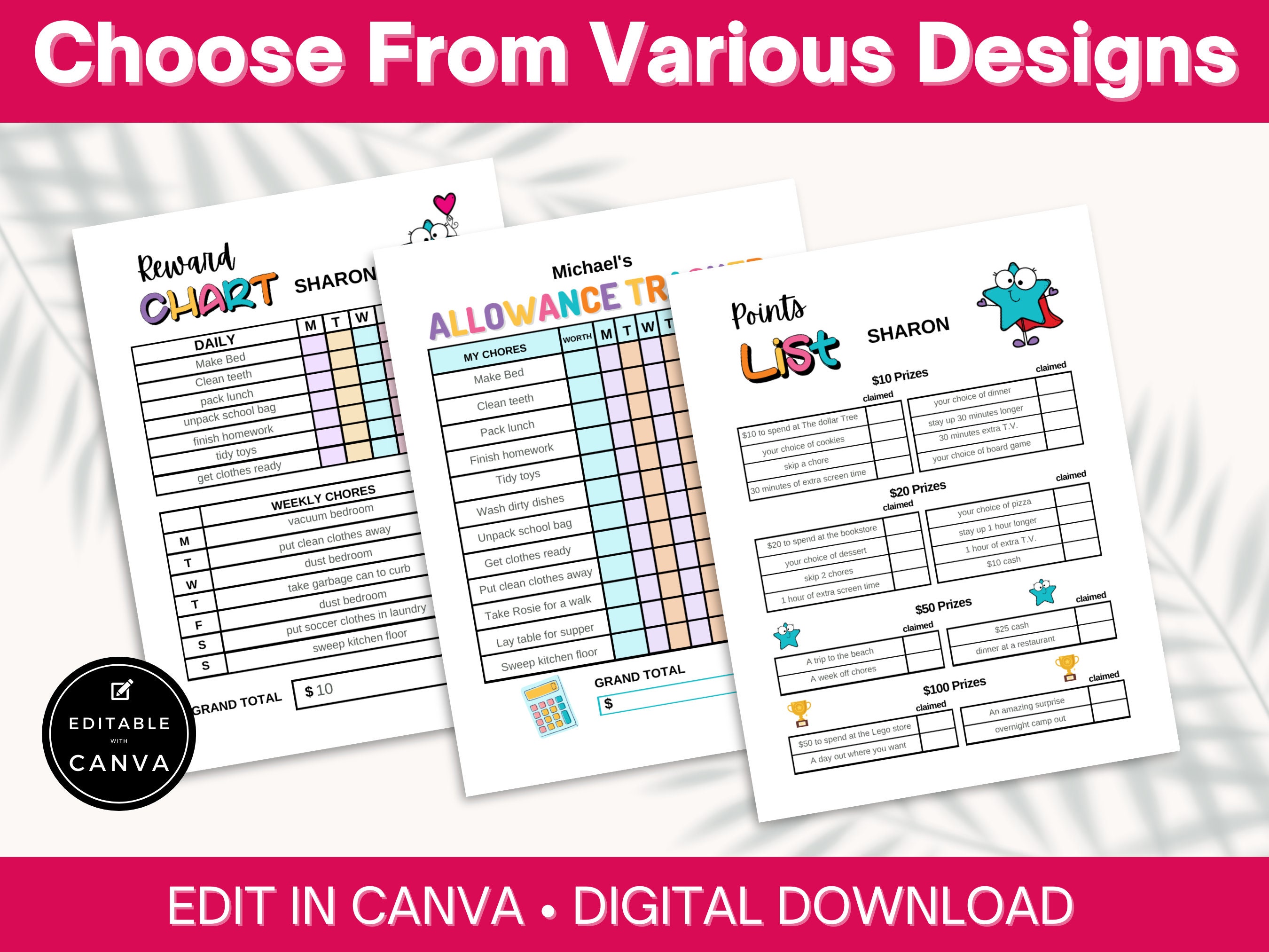 Editable Reward Chart Bundle For Kids Fun Chore Chart Designs Daily editable-reward-chart-bundle-for-kids-fun-chore-chart-designs-daily