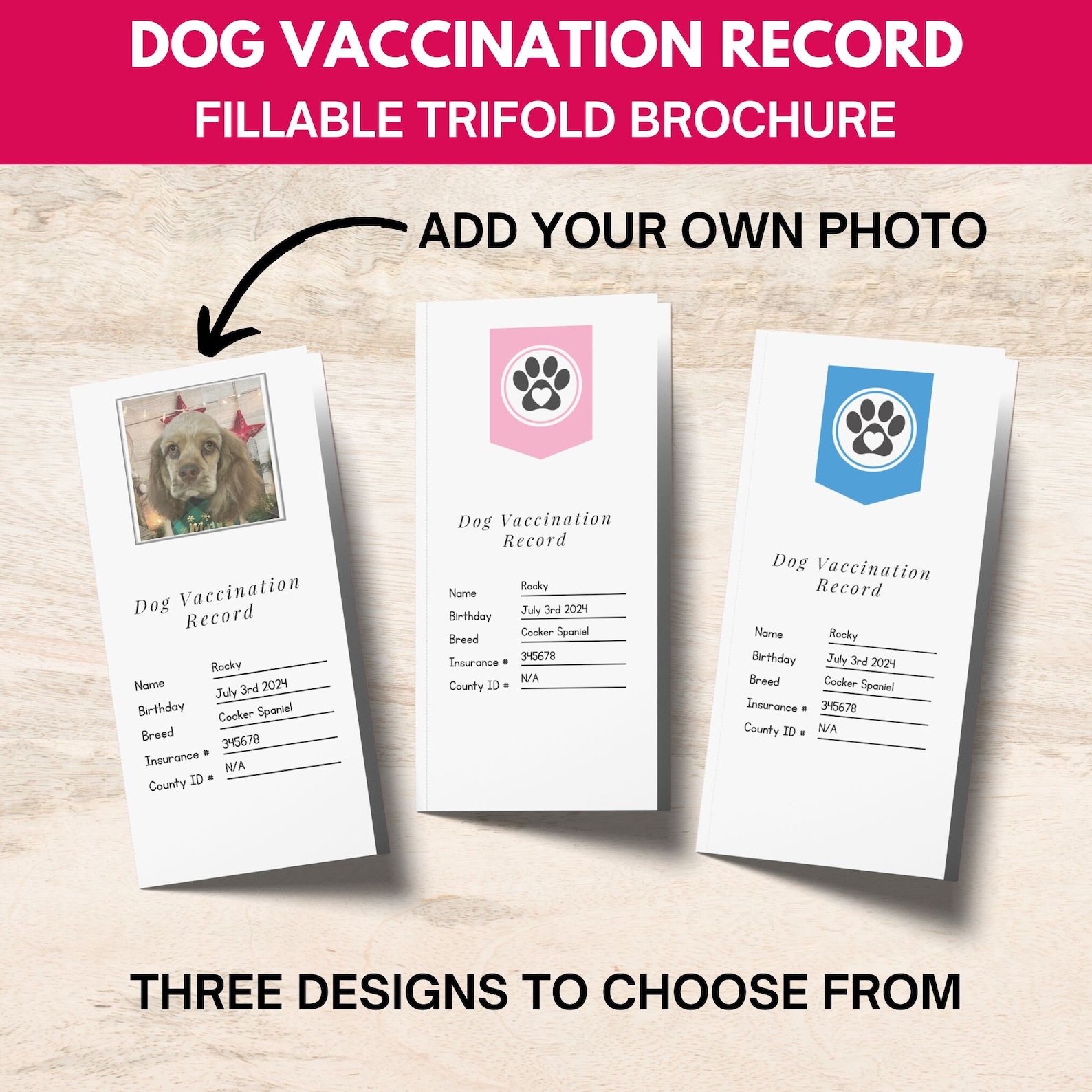 Dog Vaccination Record, Pet Vaccination Tracker, Puppy Vaccine Log ...
