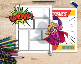 Comic Book Template, Comic Book Kit, Blank Comic Book Template, Comic Book Printable Grid, DIY Comic Book, Printable Comic Book