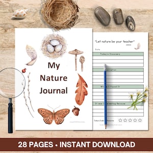 Diario de la naturaleza imprimible para niños, Diario de estudios de la naturaleza, materiales de aprendizaje para la educación en el hogar