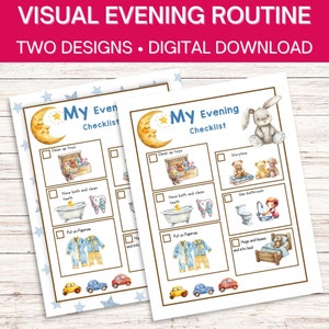 Bedtime Routine, Visual Schedule, Kids Routine Chart, Toddler Schedule, Kids Visual Calendar, Morning Evening Routine Checklist