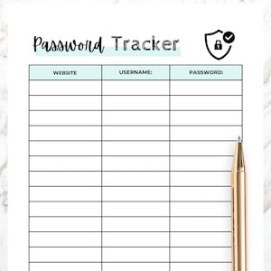 Password tracker printable 3 printable Password Log Password Keeper Password Organizer, Password Log A4/A5/Letter Download PDF