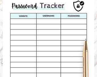 Password tracker printable 3 printable Password Log Password Keeper Password Organizer, Password Log A4/A5/Letter Download PDF