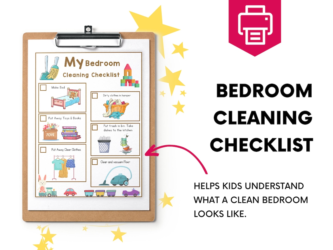 Printable Bedroom Cleaning Checklist for Kids Clean Room Checklist ...