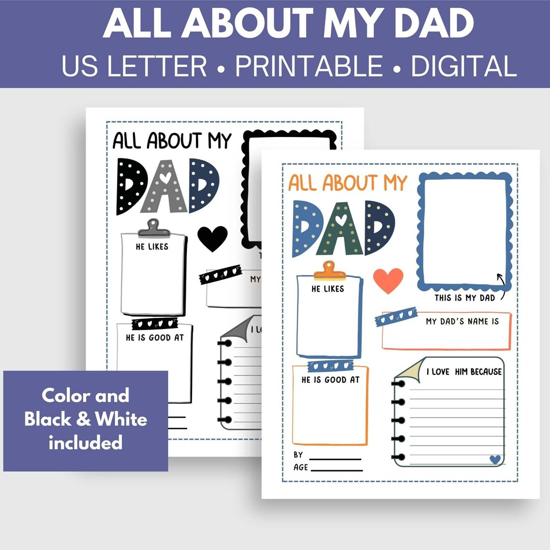 All About My Dad, Meaningful Dad Gift, Sentimental Dad Gift, DIY Gift ...