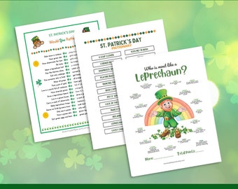 St Patrick Day Games, St Patricks Day Printable, St Patricks Day Activity, Teen St Patricks Day Printable Games, Instant Download