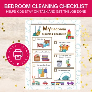 Printable Bedroom Cleaning Checklist For Kids Clean Room Checklist Chore Chart For Kids Routine Chart
