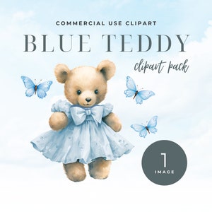 Miś Png, Pojedynczy Clipart, Niebieski Miś Clipart, Akwarela Miś Clipart, Baby Shower Pobieralny Clipart, Użytek Komercyjny