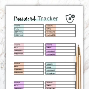 Password tracker printable 3 printable Password Log Password Keeper Password Organizer, Password Log A4/A5/Letter Download PDF