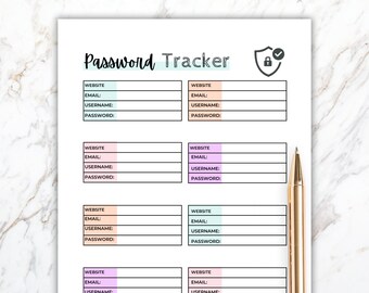 Password tracker printable 3 printable Password Log Password Keeper Password Organizer, Password Log A4/A5/Letter Download PDF