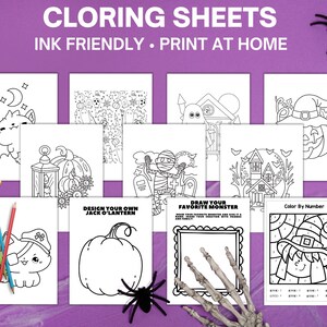 Halloween coloring pages with spiders and skelton hands