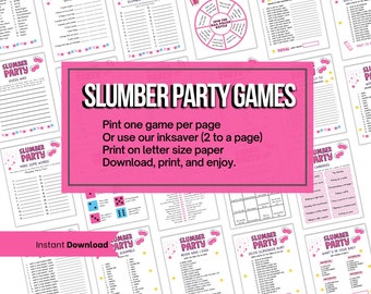 Bundel Slumber Party Games, Teen Tween Sleepover Party, Pyjama Party voor meisjes, Sleepover Games, Afdrukbare Verjaardagsspelletjes, Afdrukbare pdf
