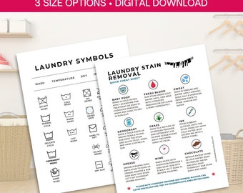 Laundry Room 2 Print Set, Laundry Room Prints, Stain Removal Guide, Laundry Care Symbols, Laundry Symbols Chart, Laundry Care,