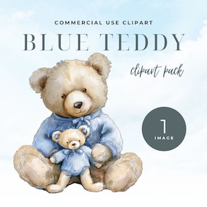 Miś Png, Pojedynczy Clipart, Niebieski Miś Clipart, Akwarela Miś Clipart, Baby Shower Pobieralny Clipart, Użytek Komercyjny