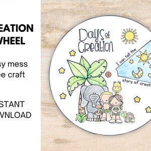 finished creation wheel craft with text indicating it is an easy, mess free carft