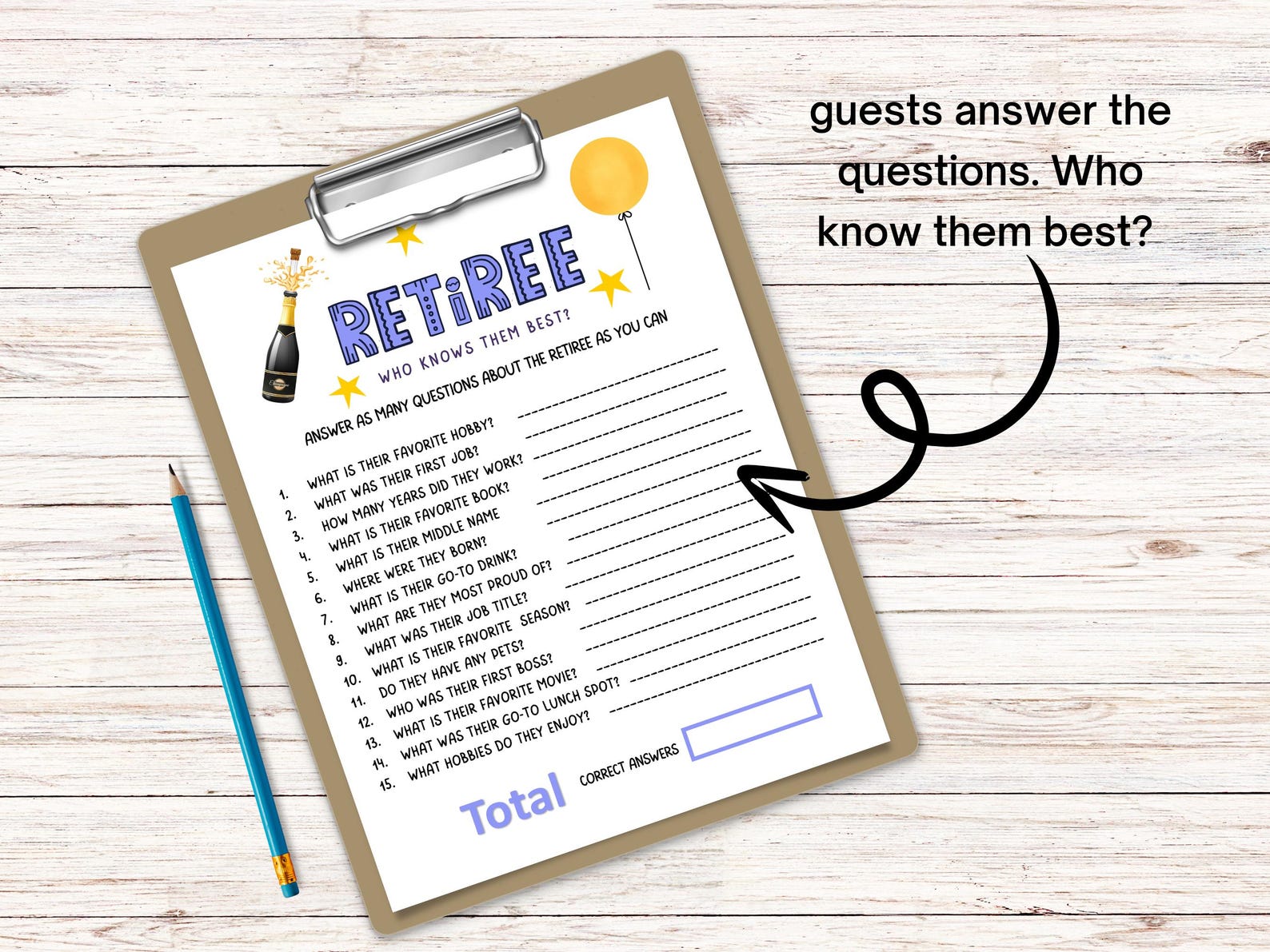 Who Knows the Retiree Best Game, Retirement Party Game, Fun Co-worker ...