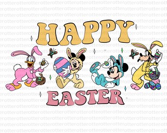 Easter Mouse Friends Png, Mouse Friends Rabbit Png, Retro Easter Mouse Friends Png, Easter Theme Mouse Png, Happy Easter PNG,