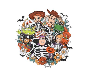 Retro Floral Toy Story Halloween Png, Halloween You've Got A Friend In Me Png, Trick Or Treat Png, Spooky Vibes Png, Toy Story Halloween Png