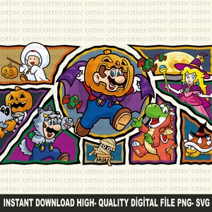 Super Mario Halloween bundle Svg, Halloween Mario Svg, Mario Svg, Mario and Friends Svg, Halloween, Digital Files,