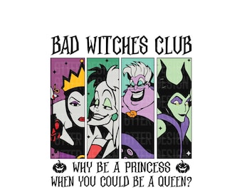 Club de Brujas Malas Png Svg, Princesa de Halloween Svg Png, Camisa de Villanos Svg Png, Villanos Malvados Svg, Viaje Familiar Png, Truco o Trato Svg