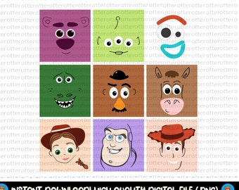Toy Story Charaktere Png, Toy Story Gesicht Png Art Png, Toy Story Gruppe svg Png, Toy Story Gruppe Shirt Art Png, Spielzeug Kostüm Png, digitaler Download