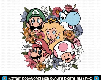 Super Mario Svg, Super Mario Svg, Mario Matching Svg, Pacote Mario Svg, Peach Bowser Yoshi Toad Luigi Daisy Svg, Mario Sublimation Svg