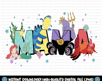 Sereia Mama Png, Sereia Mama Svg, Sereia Png Svg, Ariel Svg, Ariel Png, Princesa Mama Png Svg, Arquivo Digital, Download Instantâneo