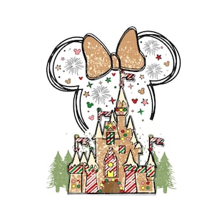 Minnie Gingerbread Castle Png, Christmas Mouse And Friends, Christmas Squad Svg, Christmas Gingerbread Svg, Gingerbread Castle Png