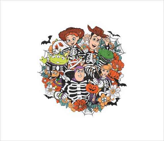Retro Floral Toy Story Halloween Png, Halloween You've Got A Friend In Me Png, Trick Or Treat Png, Spooky Vibes Png, Toy Story Halloween Png
