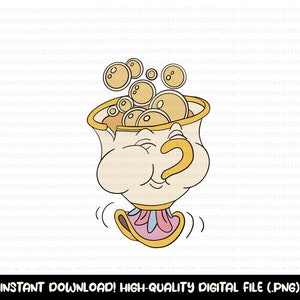 May include: A cartoon teacup with a smiling face and a yellow handle. The teacup is filled with yellow bubbles and is standing on a pink and yellow base.