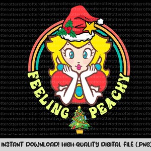 Princess Peach Svg, Christmas Princess Peach, Design Png, Super Mario Bros PNG, Mario Characters png, Mario PNG