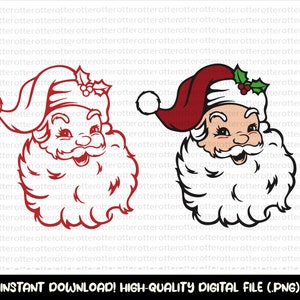 Retro Santa Svg, Santa Christmas Png, Santa Face svg, Christmas svg, Santa Claus Svg, Santa Head Png, Funny Santa , Digital Files