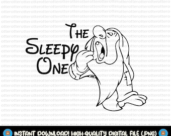 Quello assonnato, Png dei sette nani, Svg dei sette nani, File Svg per Cricut, Png di corrispondenza familiare, Png di viaggio di famiglia, Png della squadra di compleanno, Assonnato