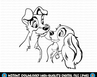 Lady and the Tramp Svg, Lady and the Tramp Png, Digital Download, Instant Download, Cricut Files, Valentine's Day, Valentine's Day Lady