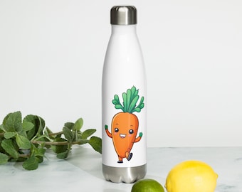 Karotten Trinkflasche | Edelstahl, Erhältlich in Weiß & Schwarz