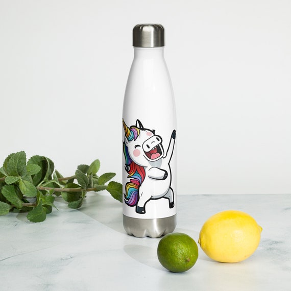 Stainless Steel Cartoon Cute Unicorn Water Bottle for Kids Hot and Cold Water  Bottle 500ml - White Color - Fingo Brain