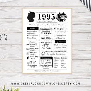 1995|30. Regalo de cumpleaños | Periódico de cumpleaños | ¿Qué fue 1995? | Año de nacimiento 1995 |Regalo de última hora para imprimir inmediatamente| Impresión instantánea
